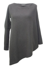 One sleeve cashmere poncho in Charcoal grey - SEMON Cashmere