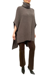 Cashmere Chunky Cape in taupe brown