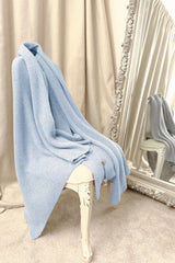 Cashmere throw in powder blue