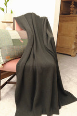 Cashmere blanket throw in dark green