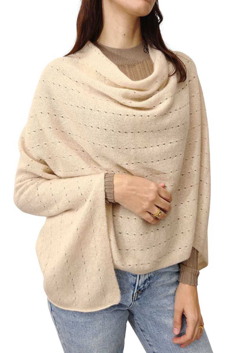 Beige cashmere poncho multiway