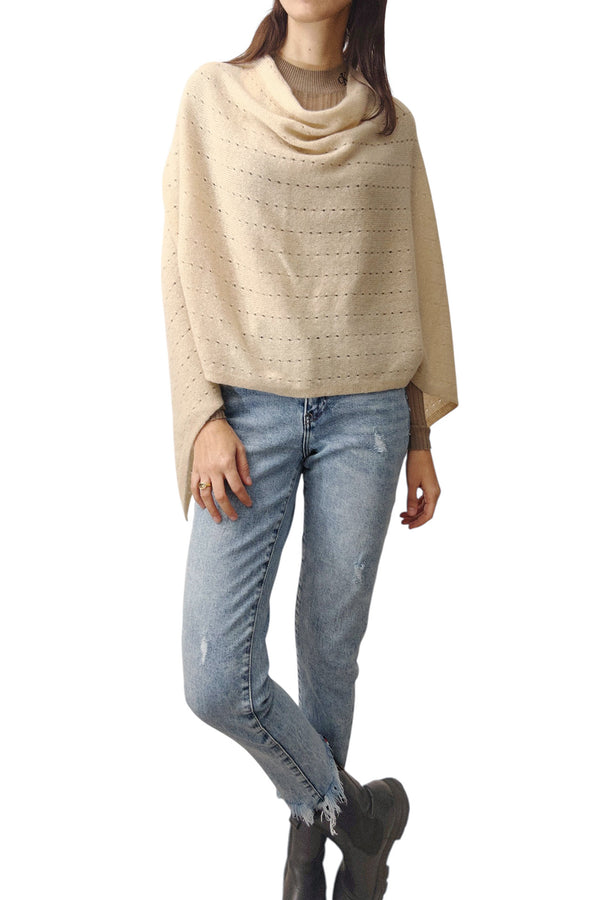 Beige cashmere poncho