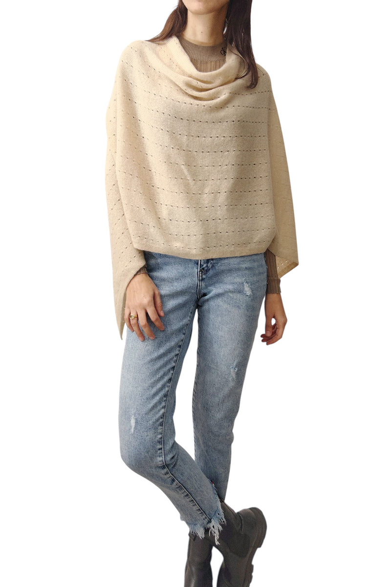 Beige cashmere poncho
