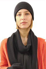 Black cashmere beanie hat