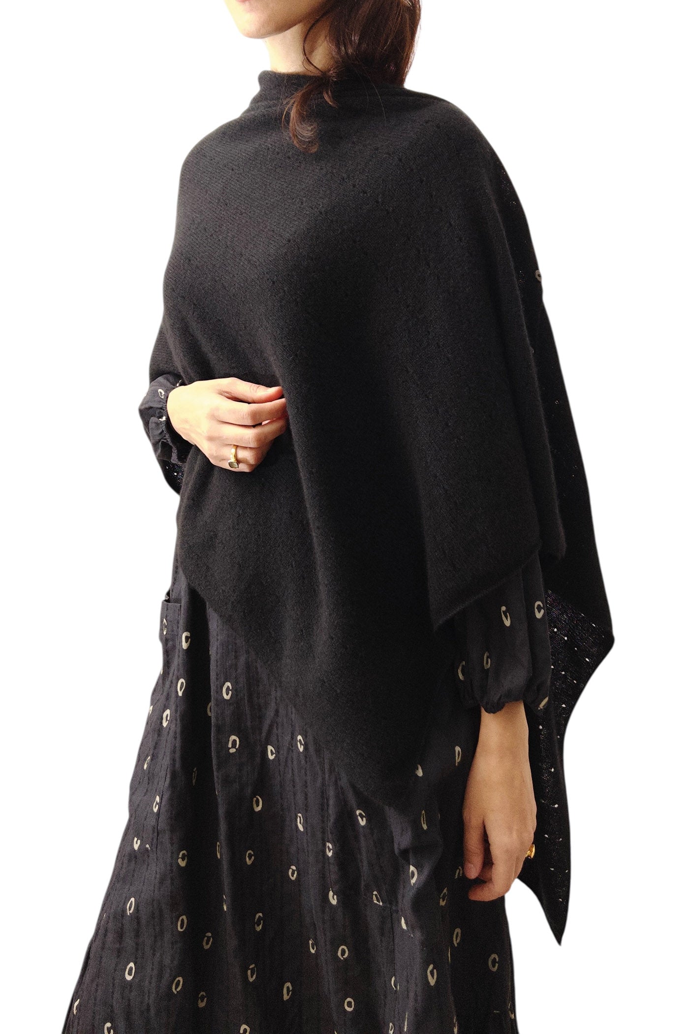 Multifunctional 100% cashmere poncho - Travel wrap shawl - Black