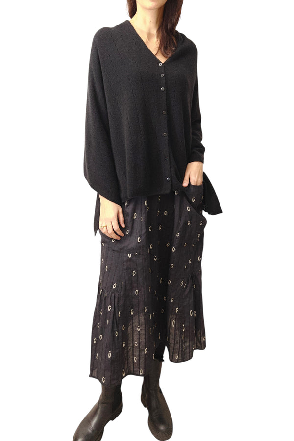 Black cashmere poncho