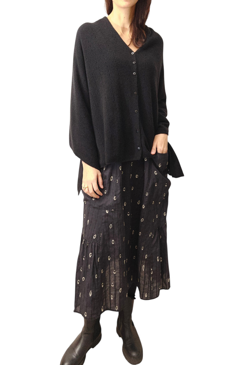 Black cashmere poncho