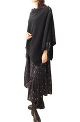 Black cashmere poncho multiway