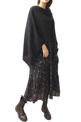 Black cashmere poncho lacy