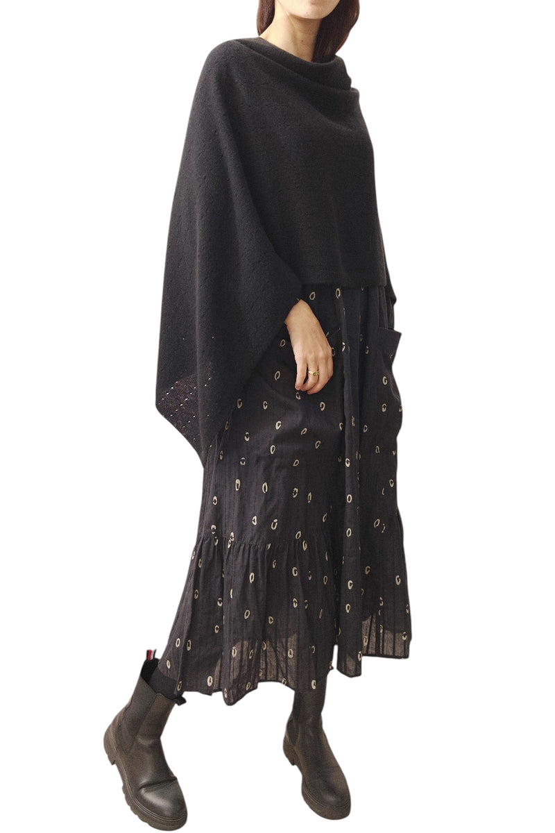 Black cashmere poncho lacy