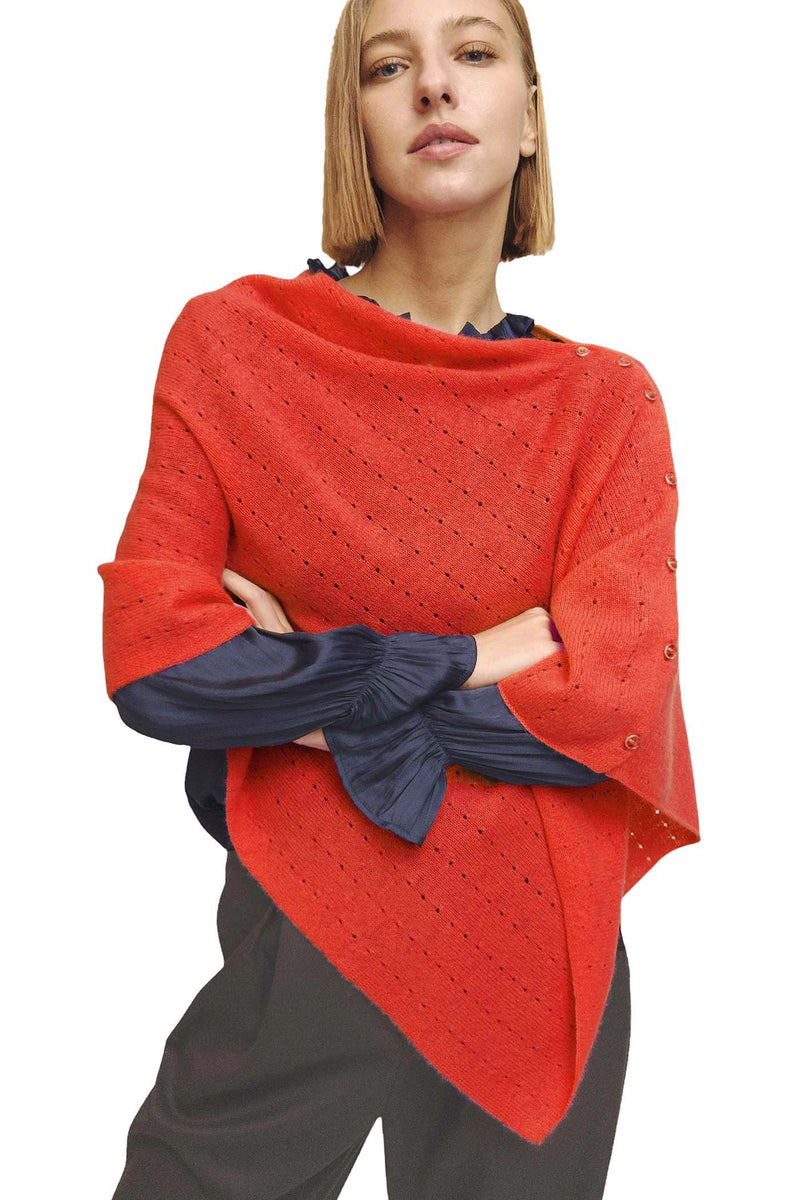 Burnt orange cashmere poncho Multiway | SEMON Cashmere