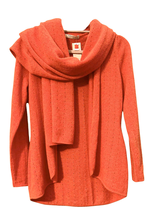 Burnt orange cashmere poncho Multiway