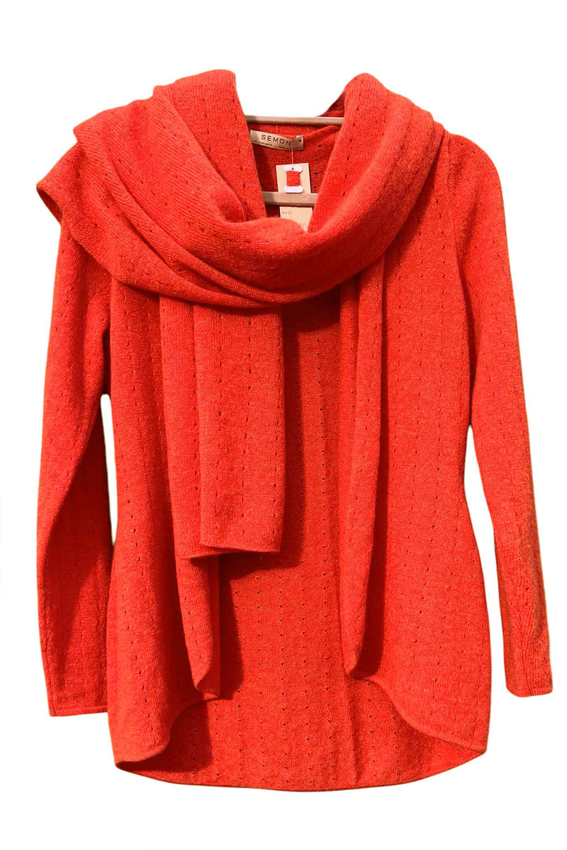 Burnt orange cashmere poncho Multiway