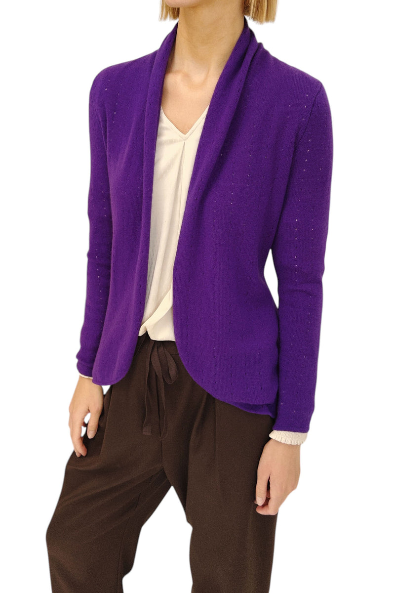 Violet purple Cashmere Cardigan Pointelle –1