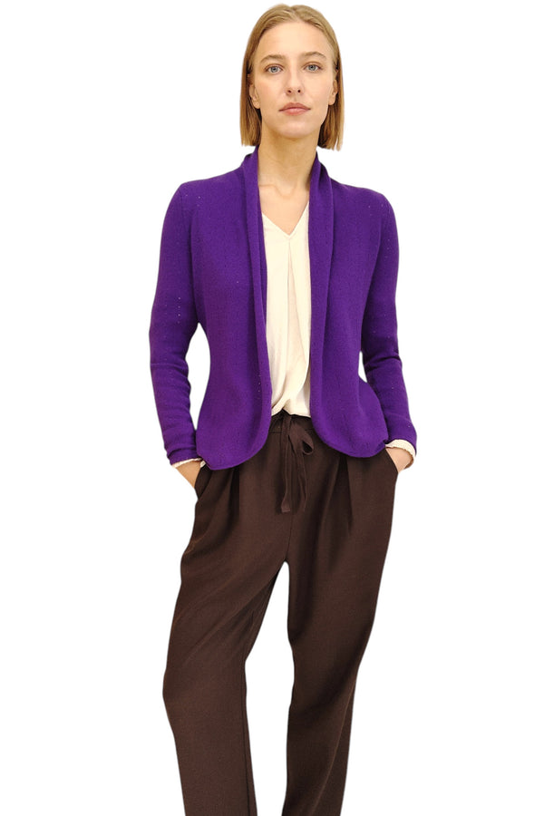 Violet purple womens luxury Cashmere cardigan jacket | SEMON Cashmere