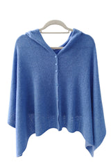 Blue cashmere poncho wrap