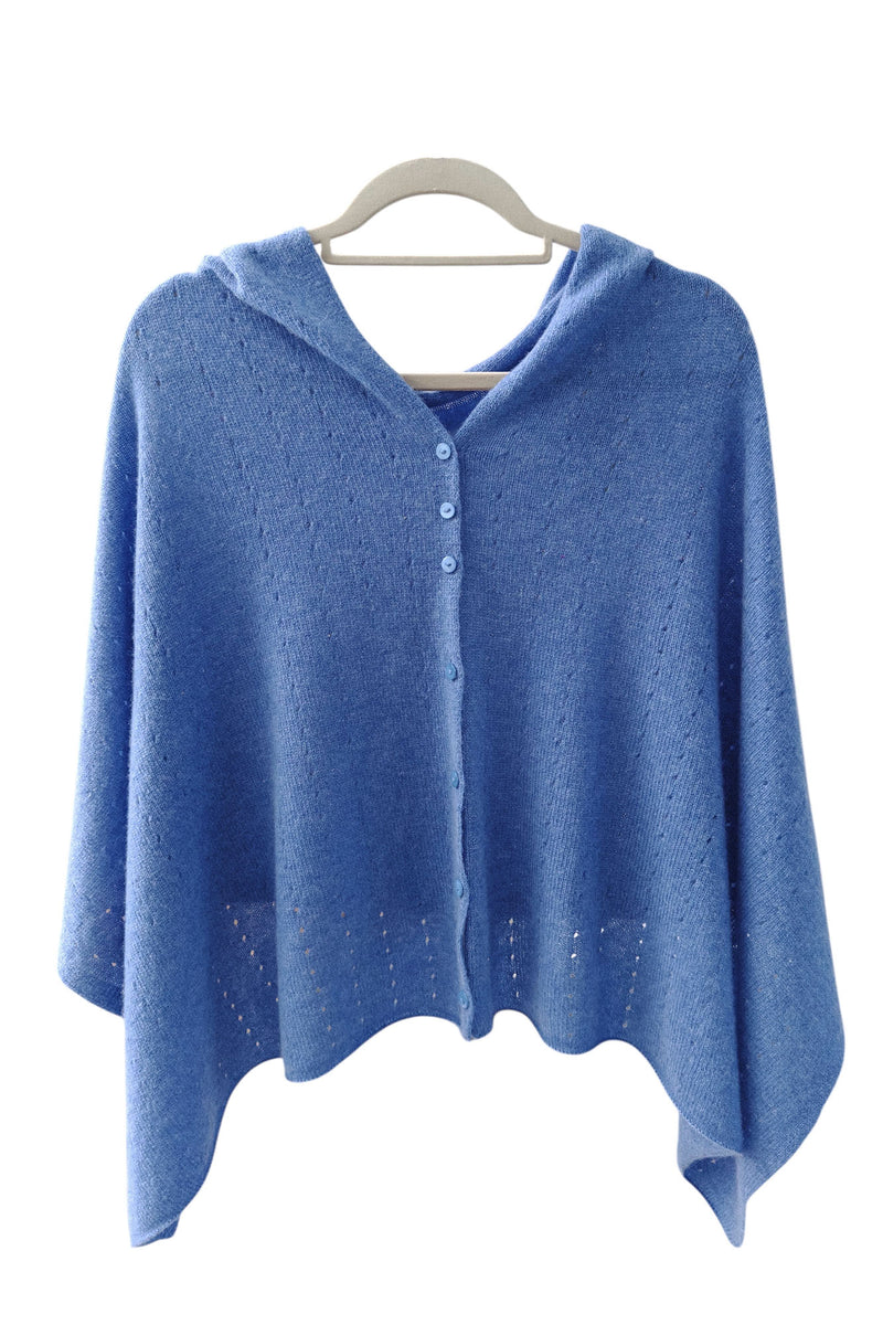 Blue cashmere poncho wrap
