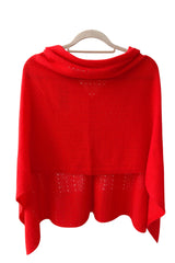 Red cashmere poncho