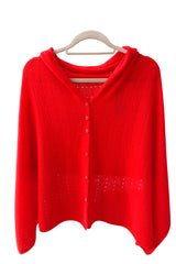 Bright red cashmere poncho