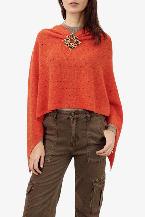 Burnt orange cashmere poncho