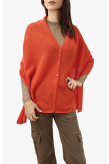 Burnt orange cashmere poncho sweater