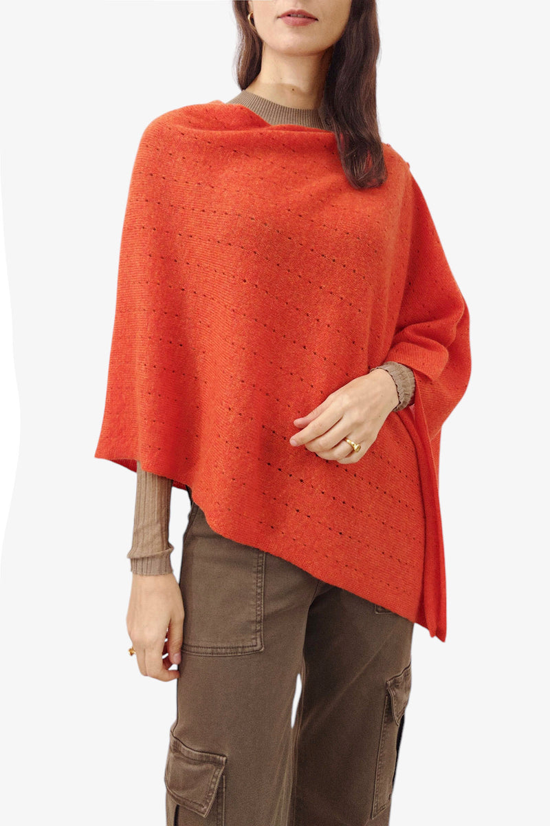 Burnt orange cashmere poncho UK