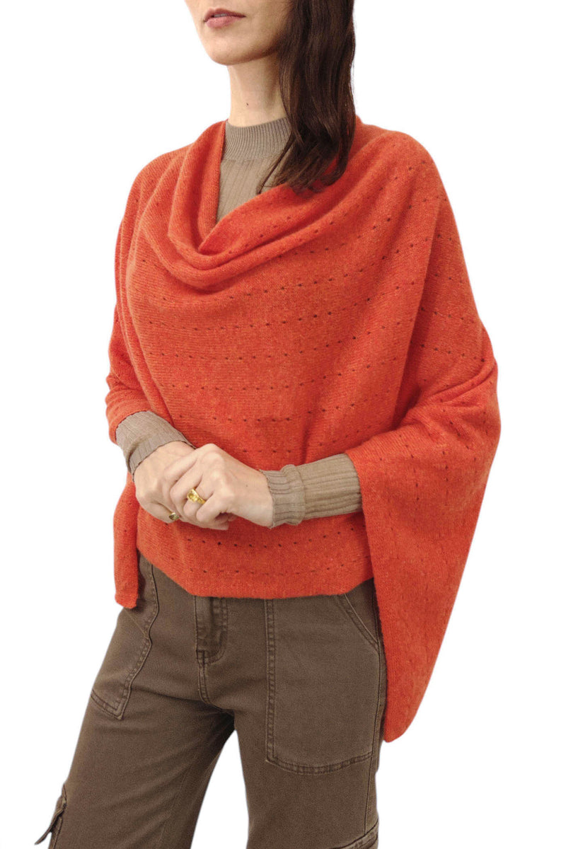 Burnt orange cashmere poncho UK sale