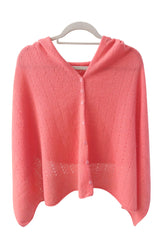 Coral cashmere poncho wrap