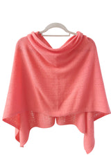 Coral cashmere poncho