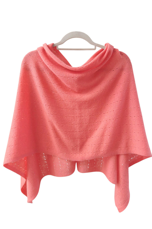 Coral cashmere poncho