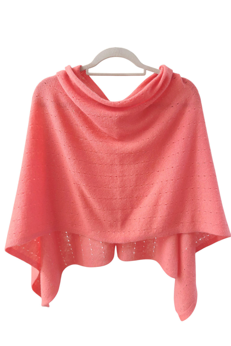 Coral cashmere poncho