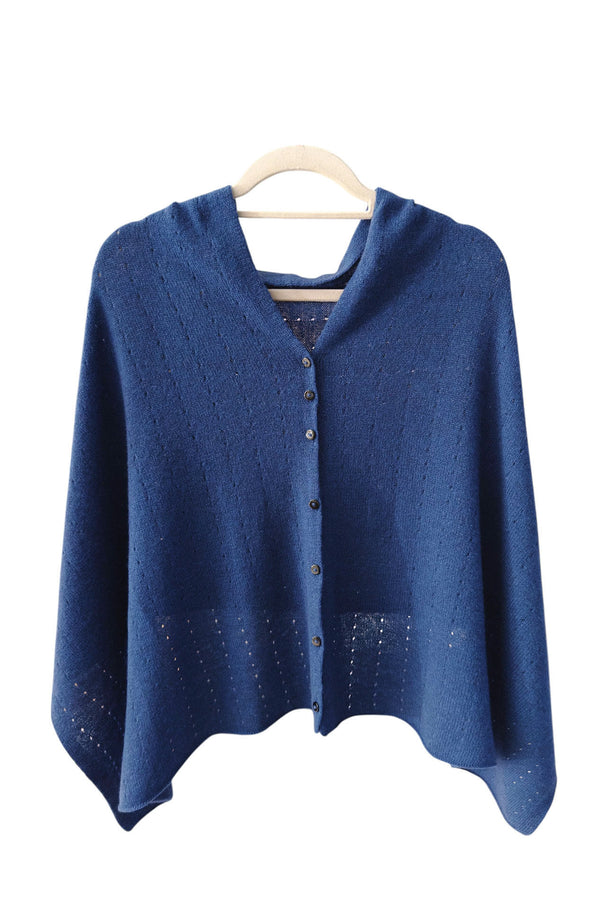 Dark blue cashmere poncho UK