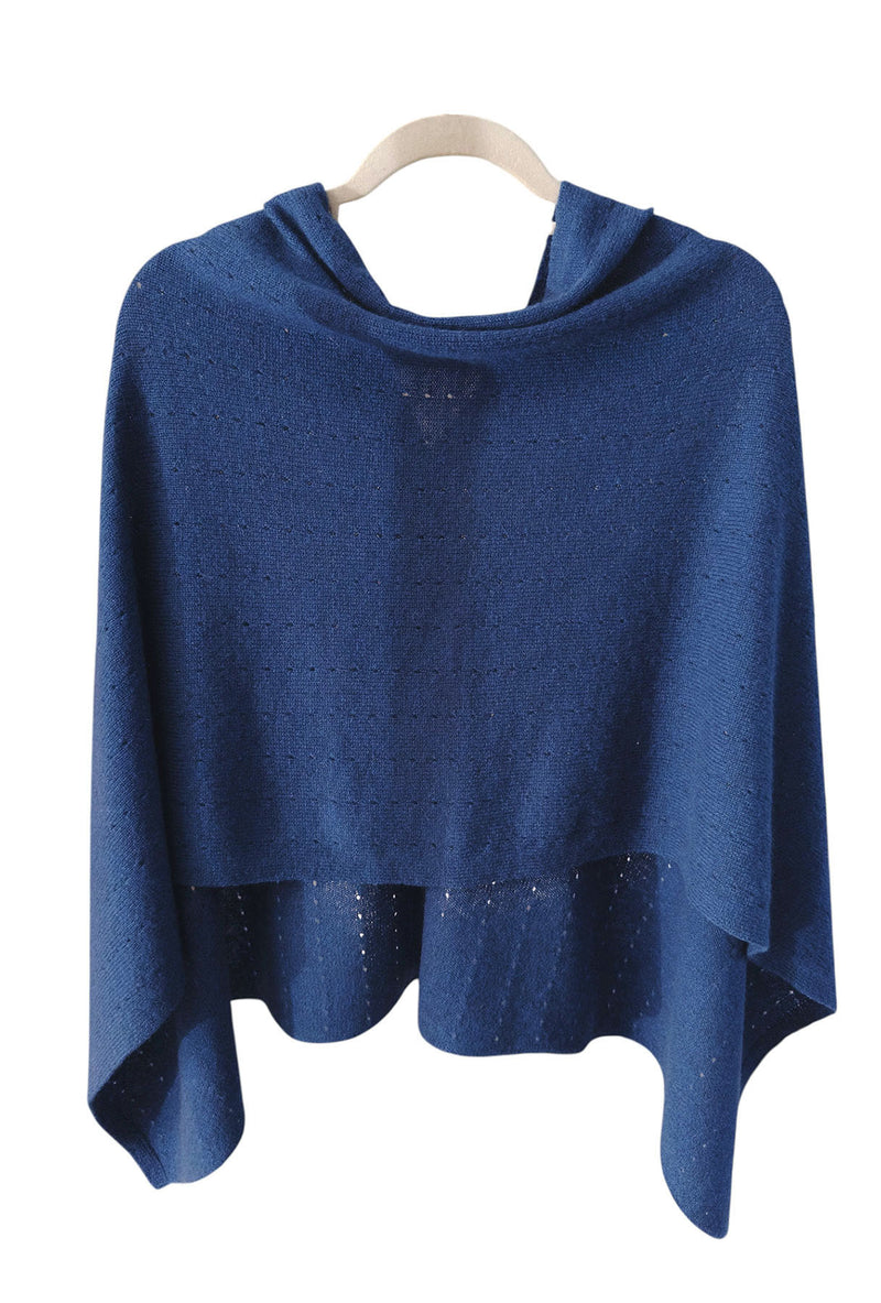 Dark blue cashmere poncho wrap