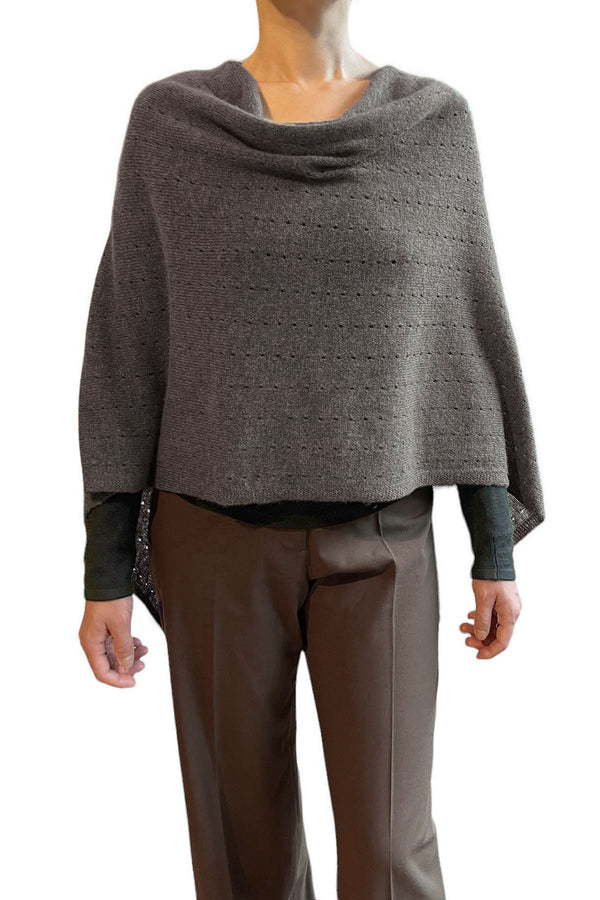 Brown cashmere poncho