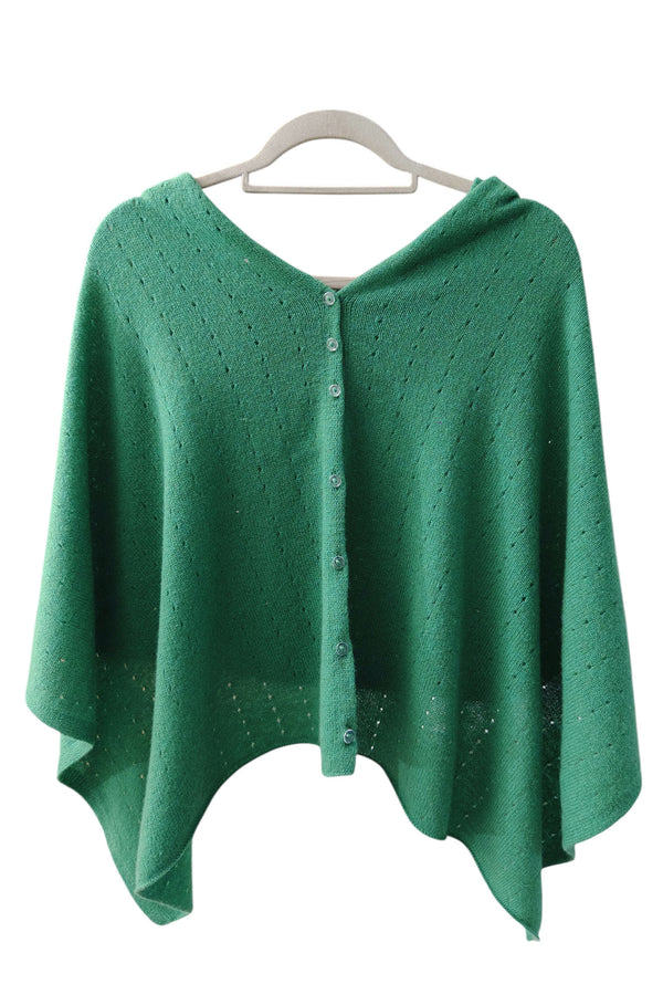 Jade green cashmere poncho wrap