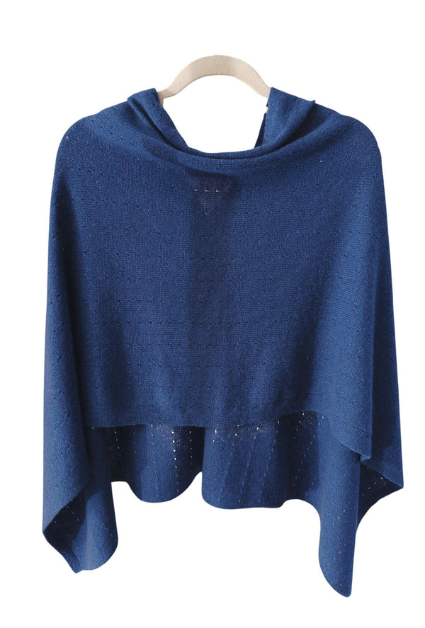 Jeans blue cashmere poncho wrap