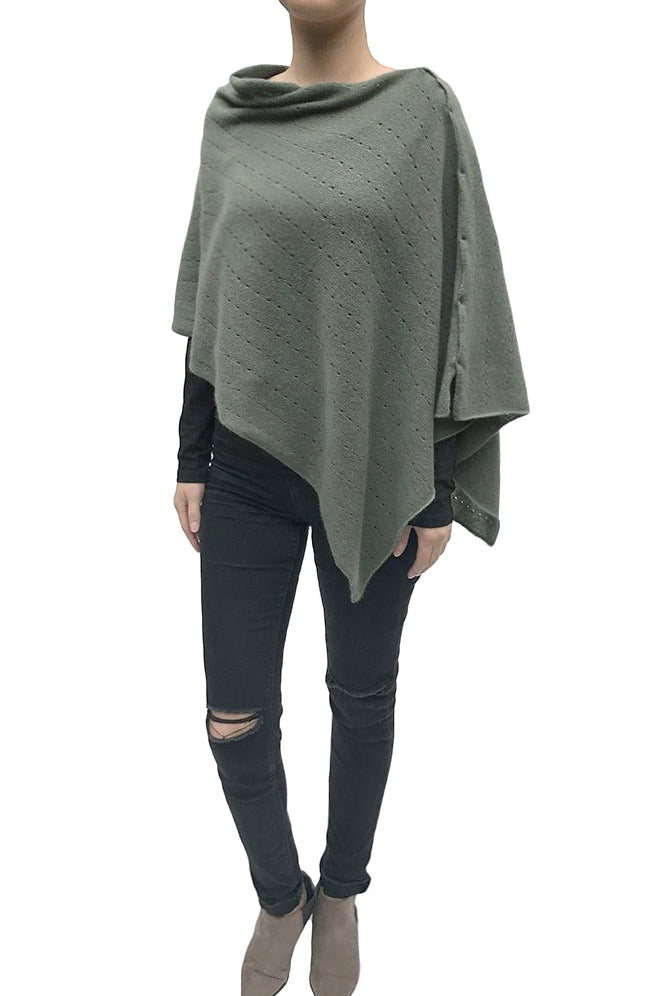Khaki cashmere poncho