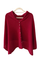 Cashmere poncho multiway - Maroon red