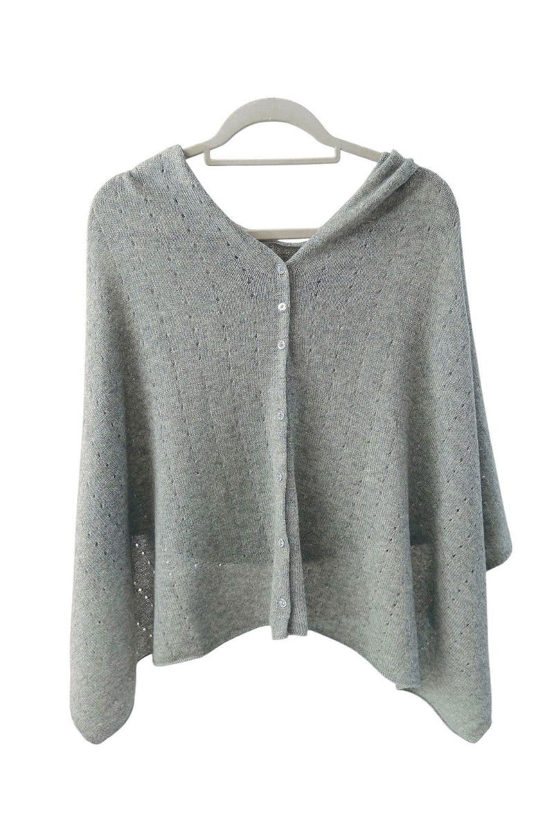 Grey cashmere poncho wrap