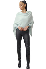 Cashmere poncho aqua blue