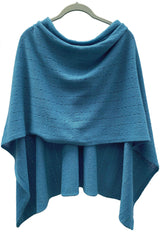 Teal blue cashmere poncho wrap