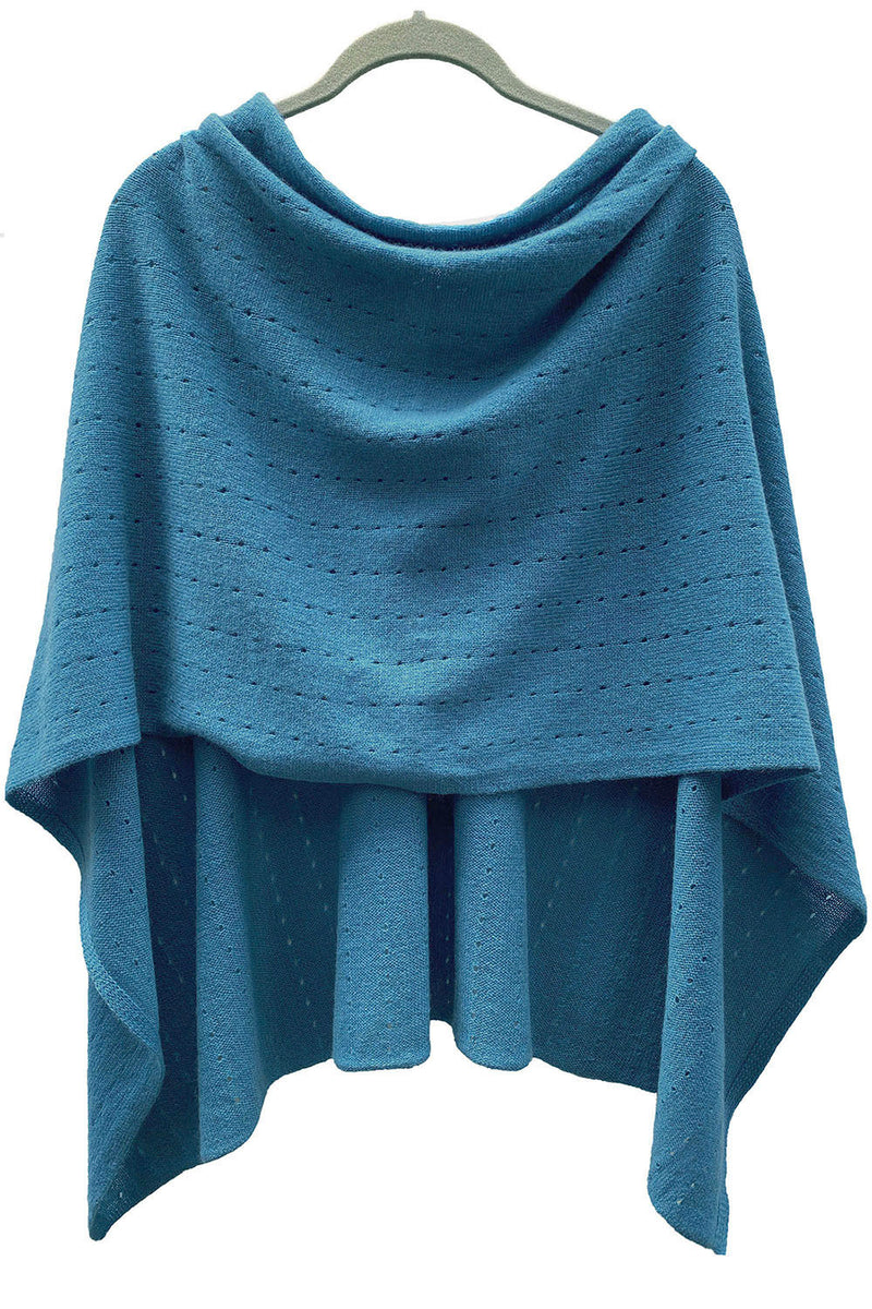 Teal blue cashmere poncho wrap