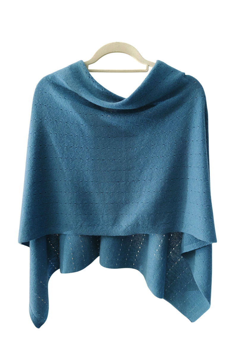 Teal blue cashmere poncho