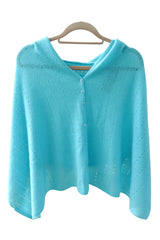 Turquoise cashmere poncho