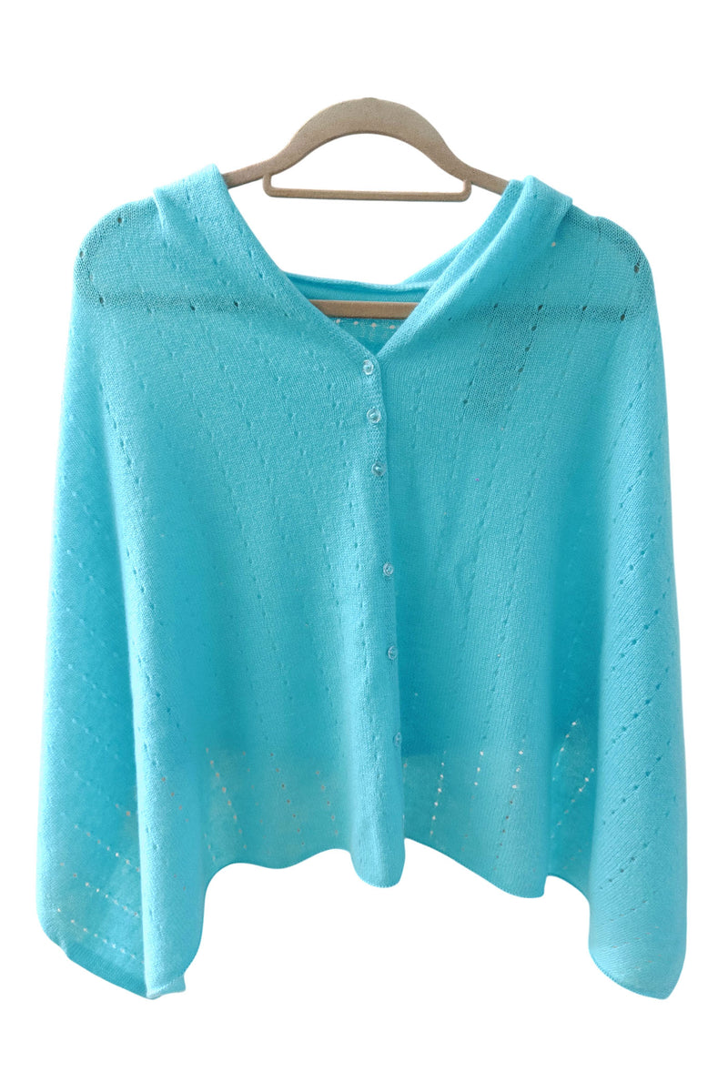 Turquoise cashmere poncho