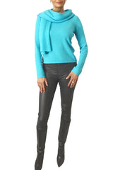Cashmere poncho turquoise blue