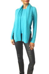 Cashmere poncho wrap turquoise