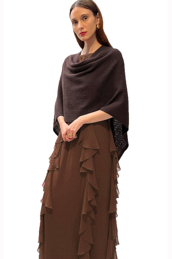 Cashmere poncho chocolate brown | SEMON Cashmere