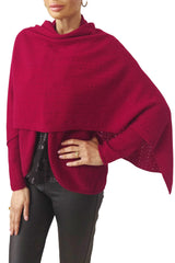 Cashmere poncho multiway - Maroon red