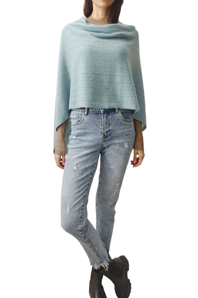 Green cashmere poncho - SEMON Cashmere